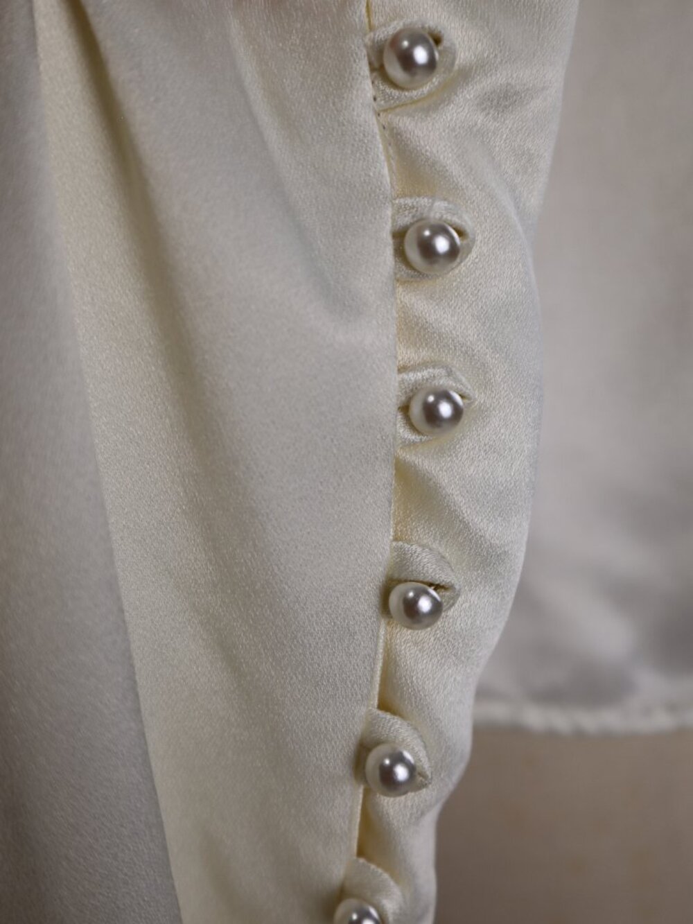 ❄️ Vintage Gunne Sax by Jessica McClintock NWOT White Satin Lace Pearl Blouse - Picture 10 of 11